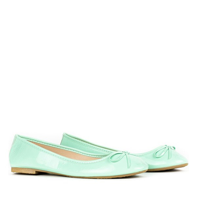 Miętowe baleriny z kokardką Coleti - Obuwie