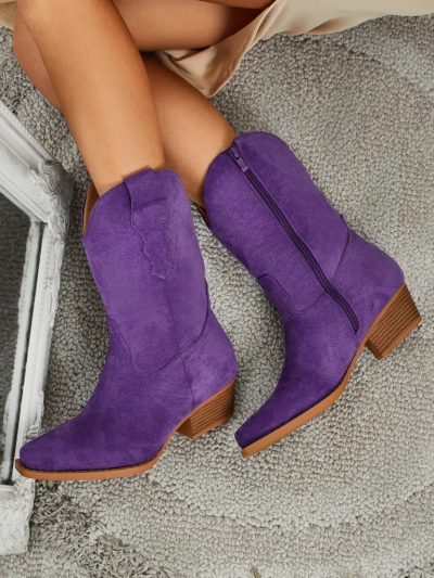 Botine cowboy de damă din piele ecologică întoarsă SpireHush