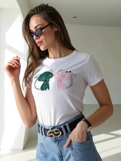 Royalfashion Tricou din bumbac pentru femei cu pisicuțe