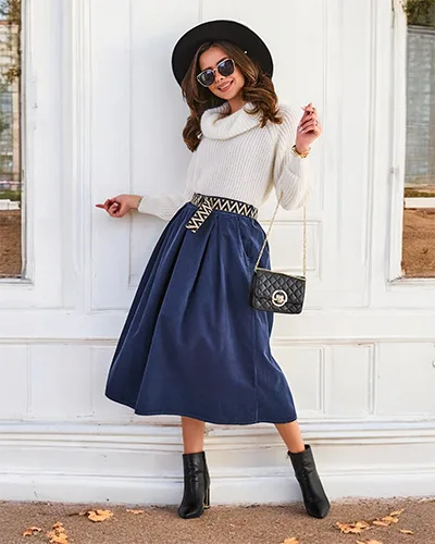 Fusta midi din catifea pentru femei de la Royalfashion