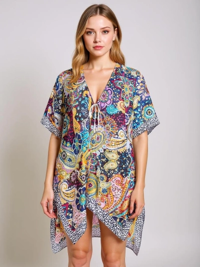 Rochie Pareo Ariadna Royalfashion, multicoloră, decolteu în V