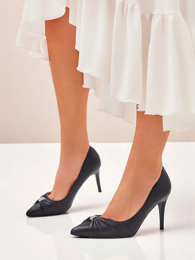 Royalfashion Pantofi cu toc pentru femei din piele ecologică Venetia Nera