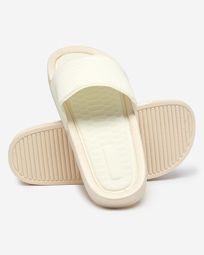OUTLET Papuci dama albi cu relief Galite - Incaltaminte