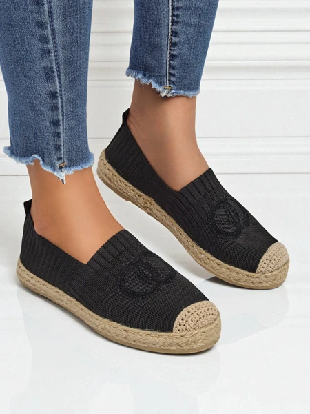 Women's Atena espadrilles black - flat heel, ecological suede leather