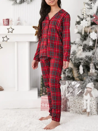 Royalfashion pijama de Crăciun pentru copii din bumbac tartan