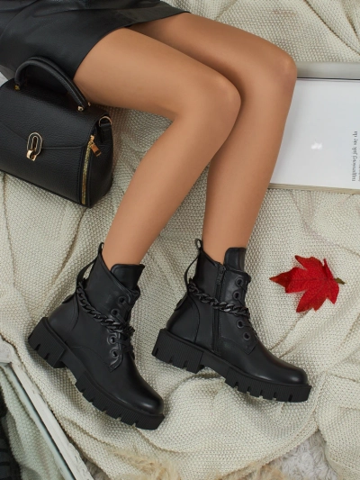 Botine de damă Anviq din piele ecologică cu șireturi