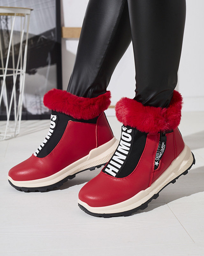 Cizme izolate roșii pentru femei cu blană Scherr- Footwear
