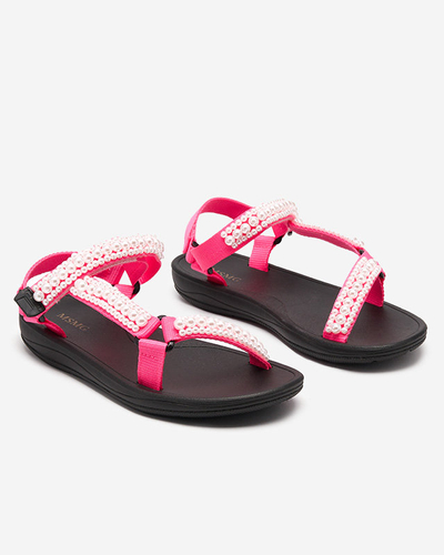 Sandale sport dama roz neon cu perle Dotiss- Incaltaminte