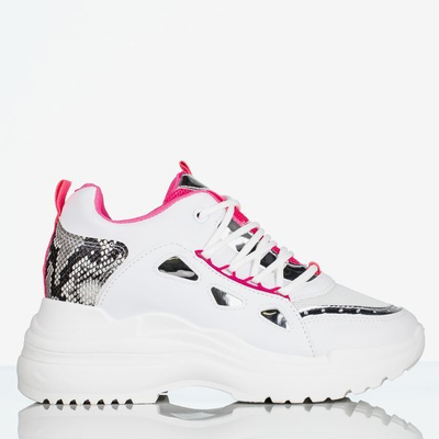 Adidași albi pentru femei cu talpă groasă Gisela - Încălțăminte