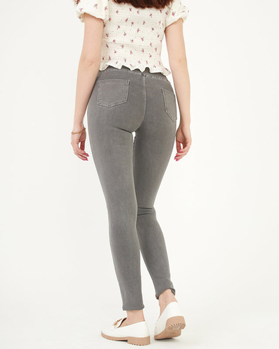 Tregging damă gri închis cu nasturi decorativi - Îmbrăcăminte