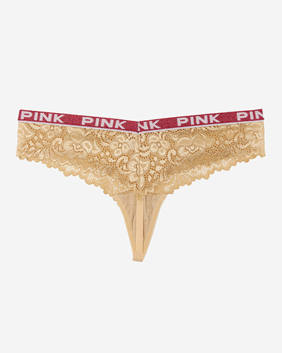 Chiloți tanga damă bej din dantelă - Lenjerie intimă
