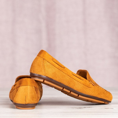 Brązowe mokasyny z ażurowym zdobieniem Eleonora - Obuwie