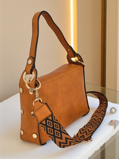 Uma sakochi Minerva geel fu eko leri, ornamenti gowtu bigi, boho strap