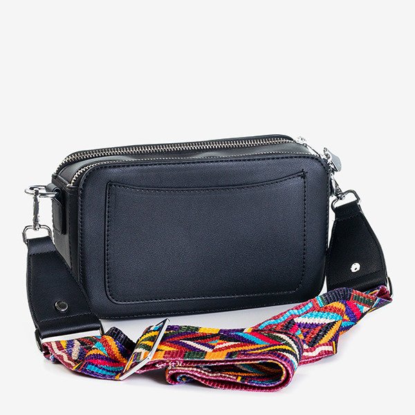 Mała torebka na ramię w kolorze czarnym z ozdobnym paskiem - Torebki