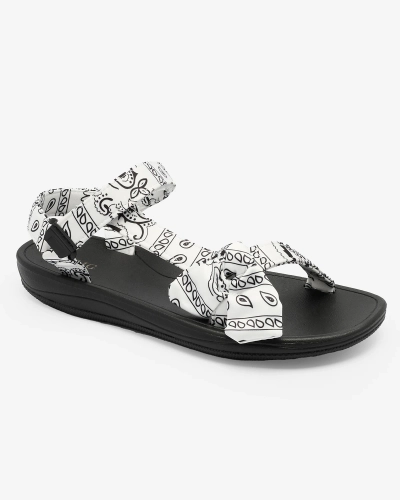 Royalfashion Sandale de damă albe și negre cu fundiță Oyall