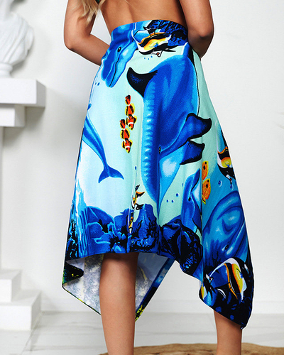 Prosop mare de plaja albastru cu tema marine - Accesorii