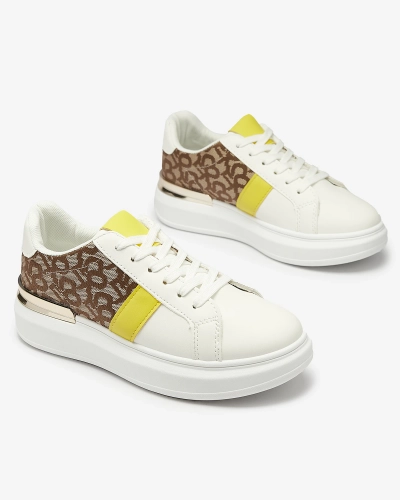 Royalfashion Pantofi sport pentru femei albi și maro Mlysio