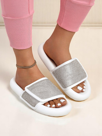 Royalfashion Damskie klapki na płaskiej podeszwie Sparkle Step