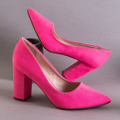 Pompă roz neon pentru femei cu toc mai înalt Madelina - Încălțăminte