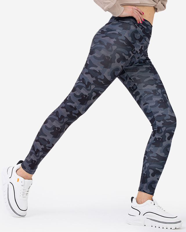 Jambiere de damă gri închis cu talie înaltă cu model - Îmbrăcăminte