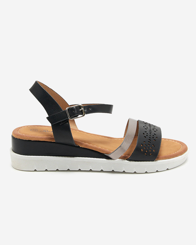 OUTLET Sandale negre de damă pe pană joasă Dotif- Încălțăminte