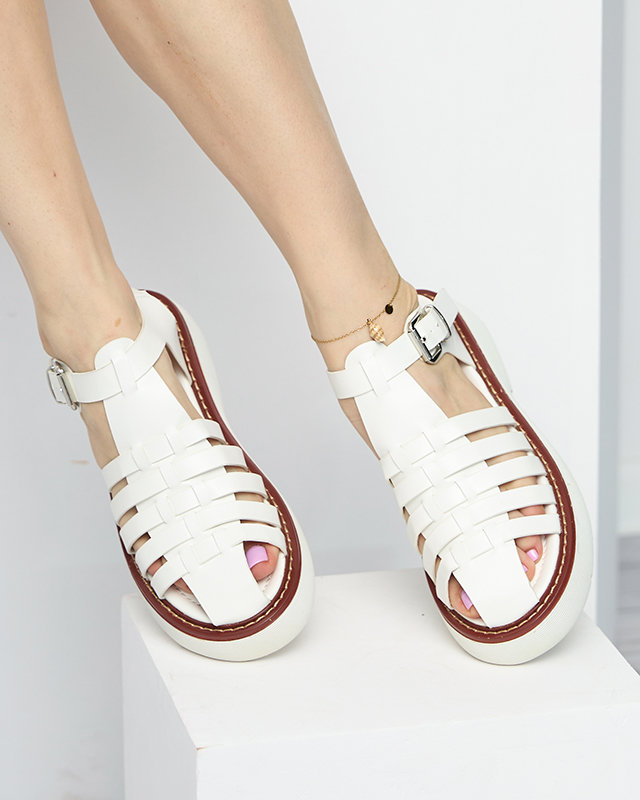 OUTLET Sandale albe de dama pe talpa masiva Leteris - Incaltaminte