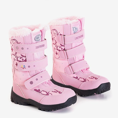Cizme de zăpadă pentru fete roz cu modele de la Ikuko - Încălțăminte