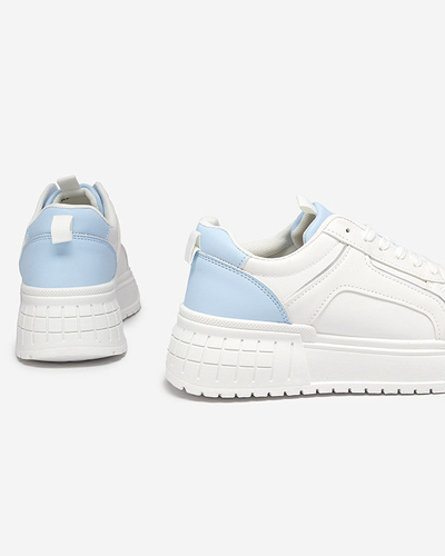 OUTLET Pantofi sport dama albastru si alb din piele ecologica pe platforma Cerecha - Incaltaminte