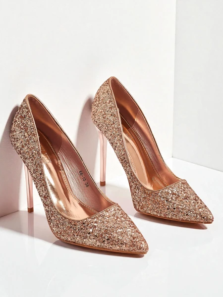 Pantofi cu toc pentru femei din piele ecologică cu brocart Zavrimea