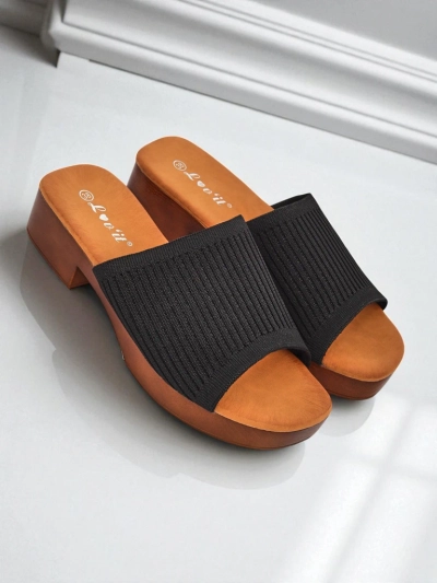 Royalfashion Damskie klapki na niskim obcasie Ribbed Grace