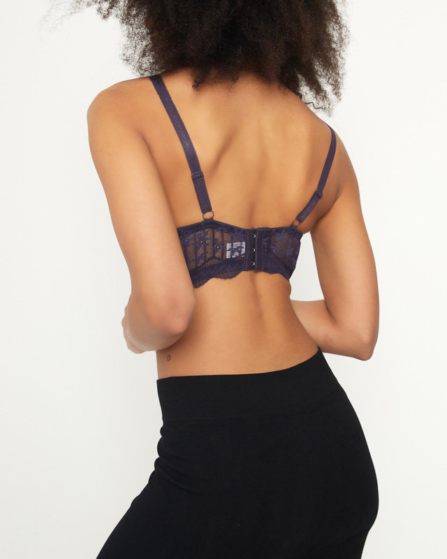Sutien de damă roz cu dantelă violet închis - Lenjerie intimă