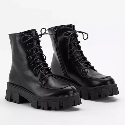 OUTLET Genti dama negre cu toc plat Sinila - Incaltaminte