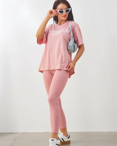 Set de bumbac pentru femei Royalfashion cu mâneci scurte și colanți