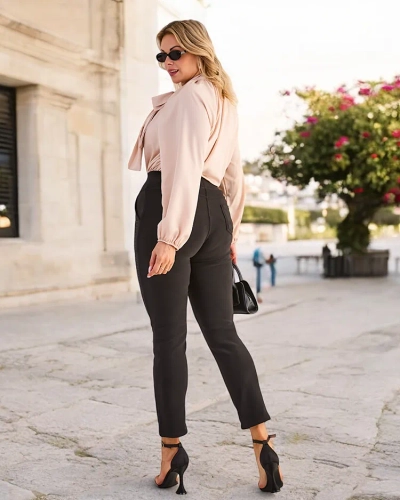 Royalfashion Pantaloni treggings de damă cu zirconii PLUS SIZE