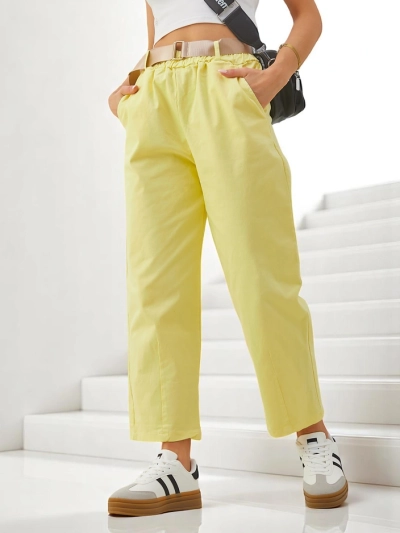 Pantaloni drepti din bumbac pentru femei Royalfashion, țesătură