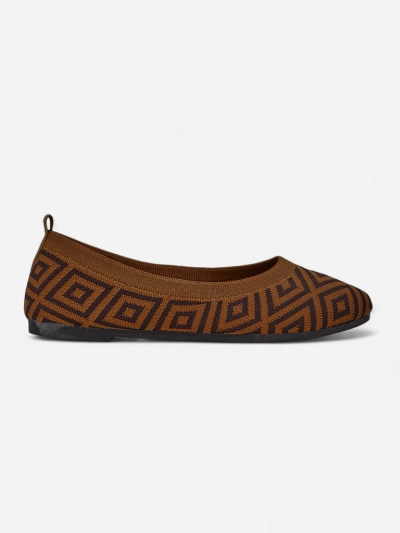Pantofi balerini de damă Royalfashion din material textil cu imprimeu geometric Metric
