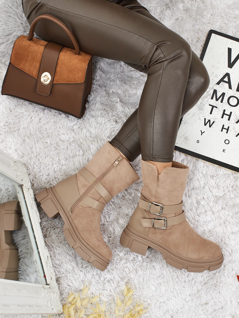 Botine înalte de damă din piele ecologică întoarsă Callire