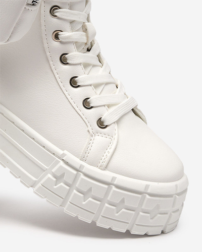 Pantofi sport de damă din piele ecologică de culoare albă Kolibs- Footwear