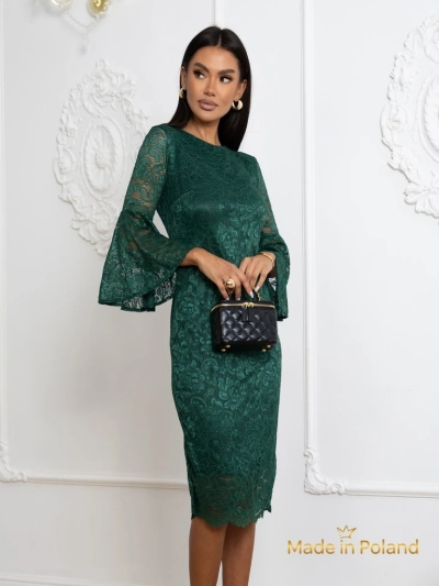 Rochie midi de damă din dantelă cu mâneci largi Holly Wow
