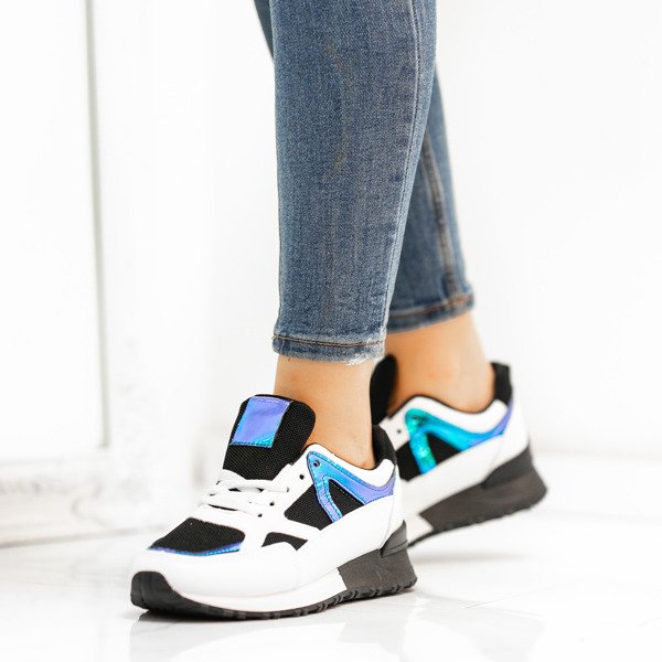 Czarno - białe buty sportowe z holograficznym wykończeniem Metalien - Obuwie