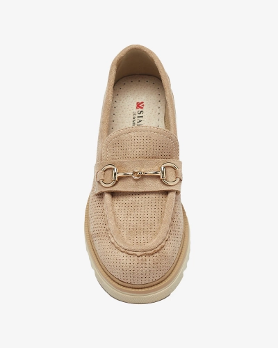 Royalfashion Mocasini de damă cu lănțișor maro deschis maro deschis cu lanț Imerila