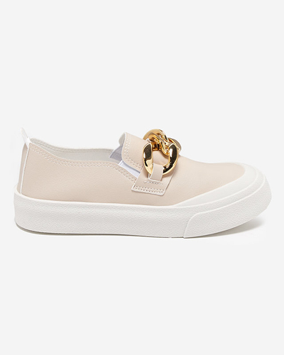 OUTLET Pantofi slip-on de dama bej cu talpa mai groasa cu decor Senula - Incaltaminte