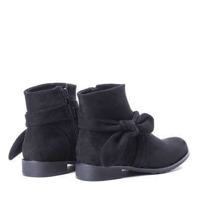 Czarne, zamszowe botki z kokardą Tabitha - Obuwie