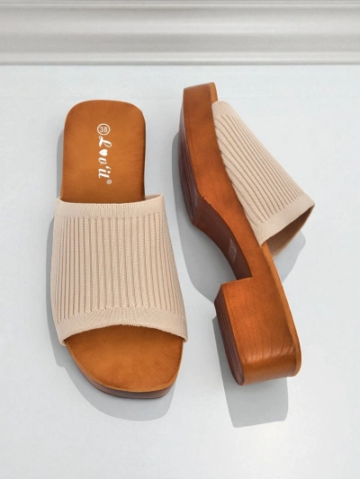 Royalfashion Damskie klapki na niskim obcasie Ribbed Grace