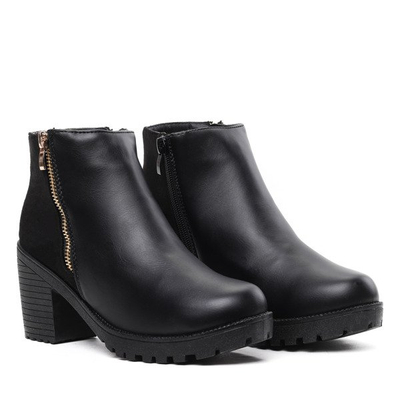 Czarne botki na słupku Dalary- Obuwie
