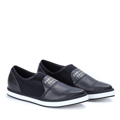 Czarne tenisówki slip-on Rowane - Obuwie