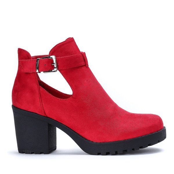 Czerwone botki na wysokim słupku Moonlight - Obuwie