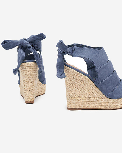 OUTLET Sandale de dama albastre din piele intoarsa ecologica pe pana Evofi - Incaltaminte