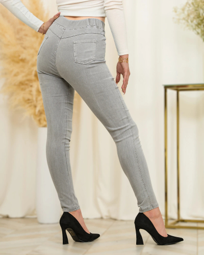 Royalfashion Teggings pentru femei gri deschis a'la jeans