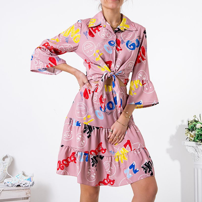 Set pentru femei cu 2 piese cu model roz închis - Îmbrăcăminte